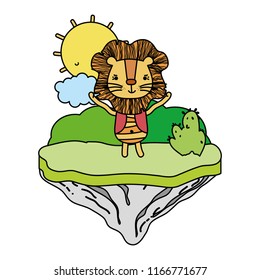 color male lion animal in the float island