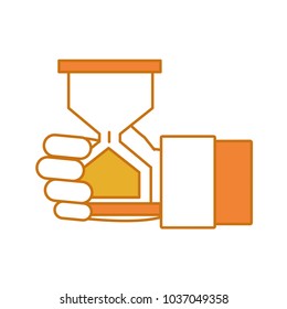 color man hand with hourglass object design