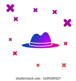 Color Man hat with ribbon icon isolated on white background. Gradient random dynamic shapes. Vector Illustration