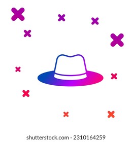 Color Man hat with ribbon icon isolated on white background. Gradient random dynamic shapes. Vector