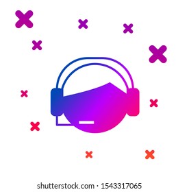 Color Man with a headset icon isolated on white background. Support operator in touch. Concept for call center, client support service. Gradient random dynamic shapes. Vector Illustration