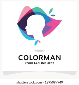 Color Man Logo. People Head Color Logo Design Template Inspiration