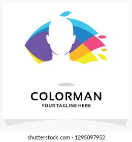 Color Man Logo. People Head Color Logo Design Template Inspiration