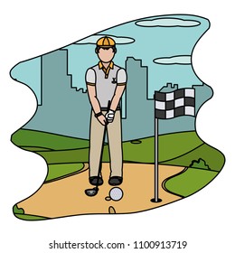 color man playing golf sport with uniform