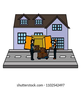 color man receiving delivery packages front a house