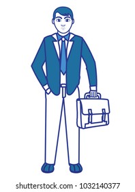 color man with suitcase and elegant clothes style