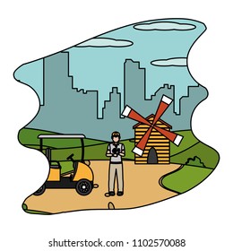 color man with uniform to play golf sport