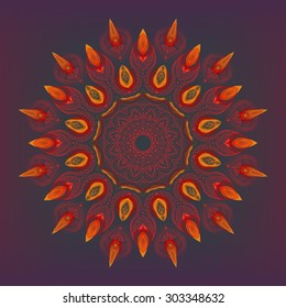 Color mandala combined with smooth, soft abstract wavy shapes.