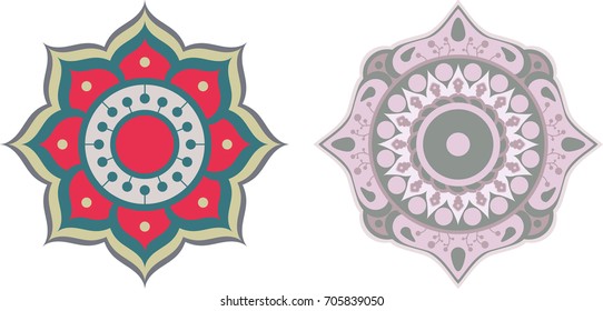 Color mandala primitive in vector
