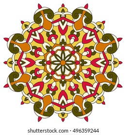Color mandala vector ethnic pattern, round symmetrical decoration
