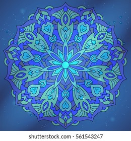 Color mandala vector ethnic pattern, round symmetrical decoration