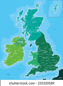 Color map of Great Britain and Ireland