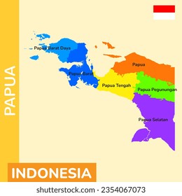 Color map of the island of Papua - Indonesia 