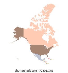 Color map of North America continent