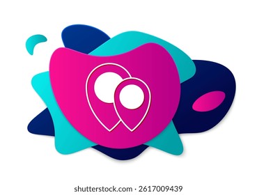 Color Map pin icon isolated on white background. Navigation, pointer, location, map, gps, direction, place, compass, search concept. Abstract banner with liquid shapes. Vector