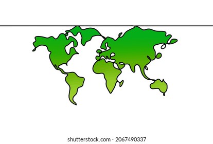 Color Map of planet Earth as line drawing on white as background. Vector