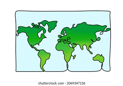 Farbkarte des Planeten Erde als Linie auf weißem Hintergrund. Vektorgrafik