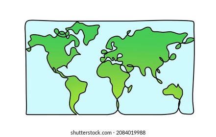 Farbkarte des Planeten Erde als Linie auf weißem Hintergrund. Vektorgrafik