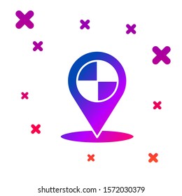 Color Map pointer with taxi icon isolated on white background. Location symbol. Gradient random dynamic shapes. Vector Illustration