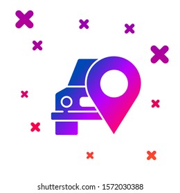 Color Map pointer with taxi icon isolated on white background. Location symbol. Gradient random dynamic shapes. Vector Illustration