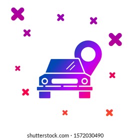 Color Map pointer with taxi icon isolated on white background. Location symbol. Gradient random dynamic shapes. Vector Illustration