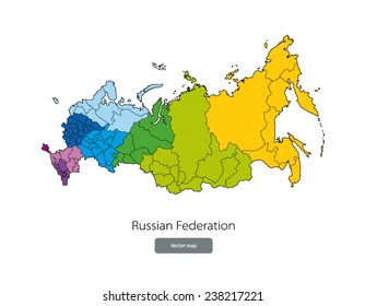 Color Map of Russia. Federal districts 