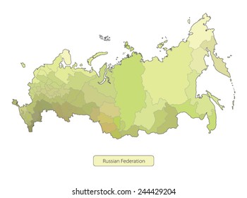 Color map of Russia on white background. Vector illustration