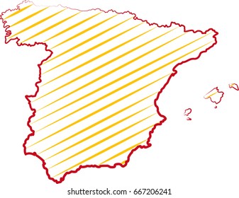 Color map of Spain with Spanish flag. Vector illustration.