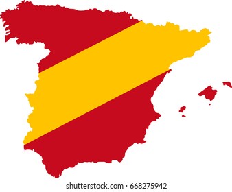 Color map of Spain with Spanish flag. Vector illustration.