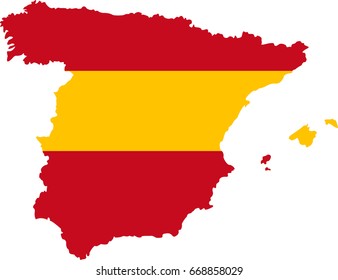 Color map of Spain with Spanish flag. Vector illustration.