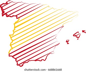 Color map of Spain with Spanish flag. Vector illustration.