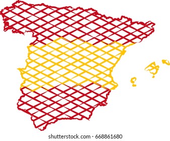 Color map of Spain with Spanish flag. Vector illustration.