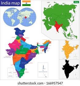 Color Map Of Western Asia Divided By The Countries