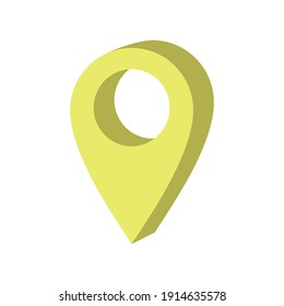 Color maping pin location icon. Vector illustration for web design. Yellow pin icons. Vector illustration in flat isometric 3D style.