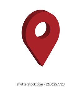 Color maping pin location icon. Vector illustration for web design. Red pin icon. Vector illustration in flat isometric 3D style.