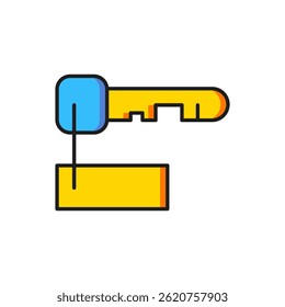 Color Marked key icon isolated on white background. Flat filled outline style with shadow. Vector