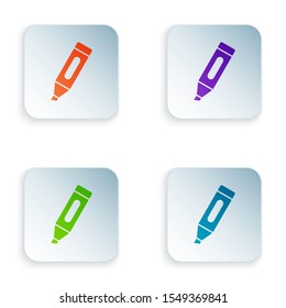 Color Marker pen icon isolated on white background. Set icons in colorful square buttons. Vector Illustration