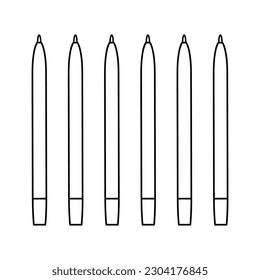 color markers open line vector illustration,isolated on white background,top view
