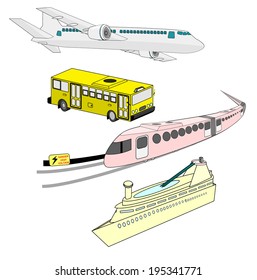 Color Mass Transit Vector Graphic Set