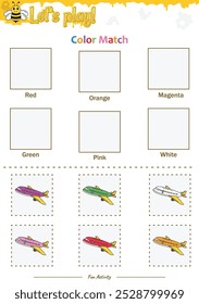 Color match in Beehive theme . Perfect for preschool learning materials, educational activities, or fun printables designed to improve skills and observation.