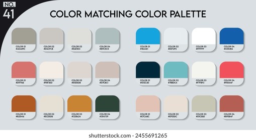 Color matching color palette - 41, Fashion Trend Color guide palette, An example of a colors vector. Forecast of the future. HEX code palette for fashion designers, Logo Design Color Shades palettes