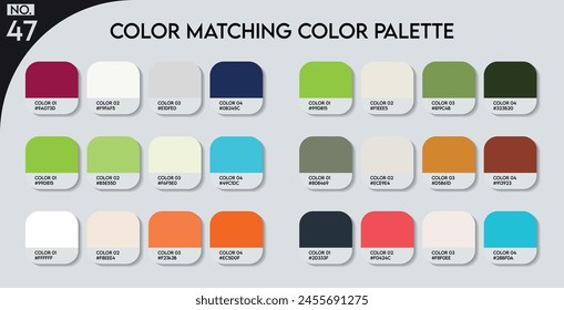 Paleta de colores a juego - 47, Paleta de guías de colores Fashion Trend, Un ejemplo de un Vector de colores. Previsión del futuro. Paleta de códigos HEX para diseñadores de moda, Paletas de colores de diseño de logotipos