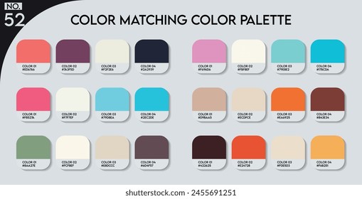 Color matching color palette - 52, Fashion Trend Color guide palette, An example of a colors vector. Forecast of the future. HEX code palette for fashion designers, Logo Design Color Shades palettes