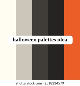 Paletas a juego de colores para combinaciones de tendencias de Halloween y guías de paletas este año Calabazas, murciélagos, Web de araña, paleta de colores en morado oscuro y naranja