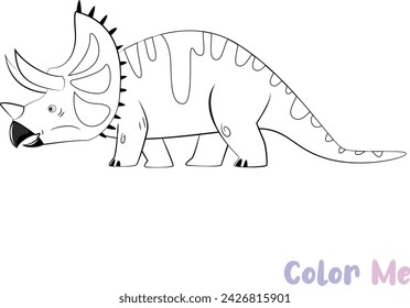 Color Me Dinosaurs coloring book. A Black and white page for coloring. Printable vector