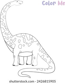 Color Me Dinosaurs coloring book. A Black and white page for coloring. Printable vector