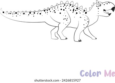 Color Me Dinosaurs coloring book. A Black and white page for coloring. Printable vector