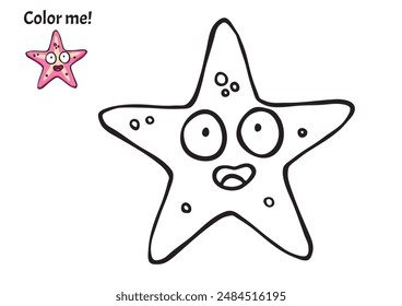 Color me! Sea creatures found in the ocean, hand drawn pictures, for kids and elementary school, printable