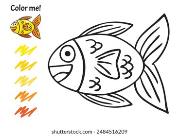 Color me! Sea creatures found in the ocean, hand drawn pictures, for kids and elementary school, printable