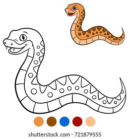 Color me: viper. Little cute viper stands and smiles.